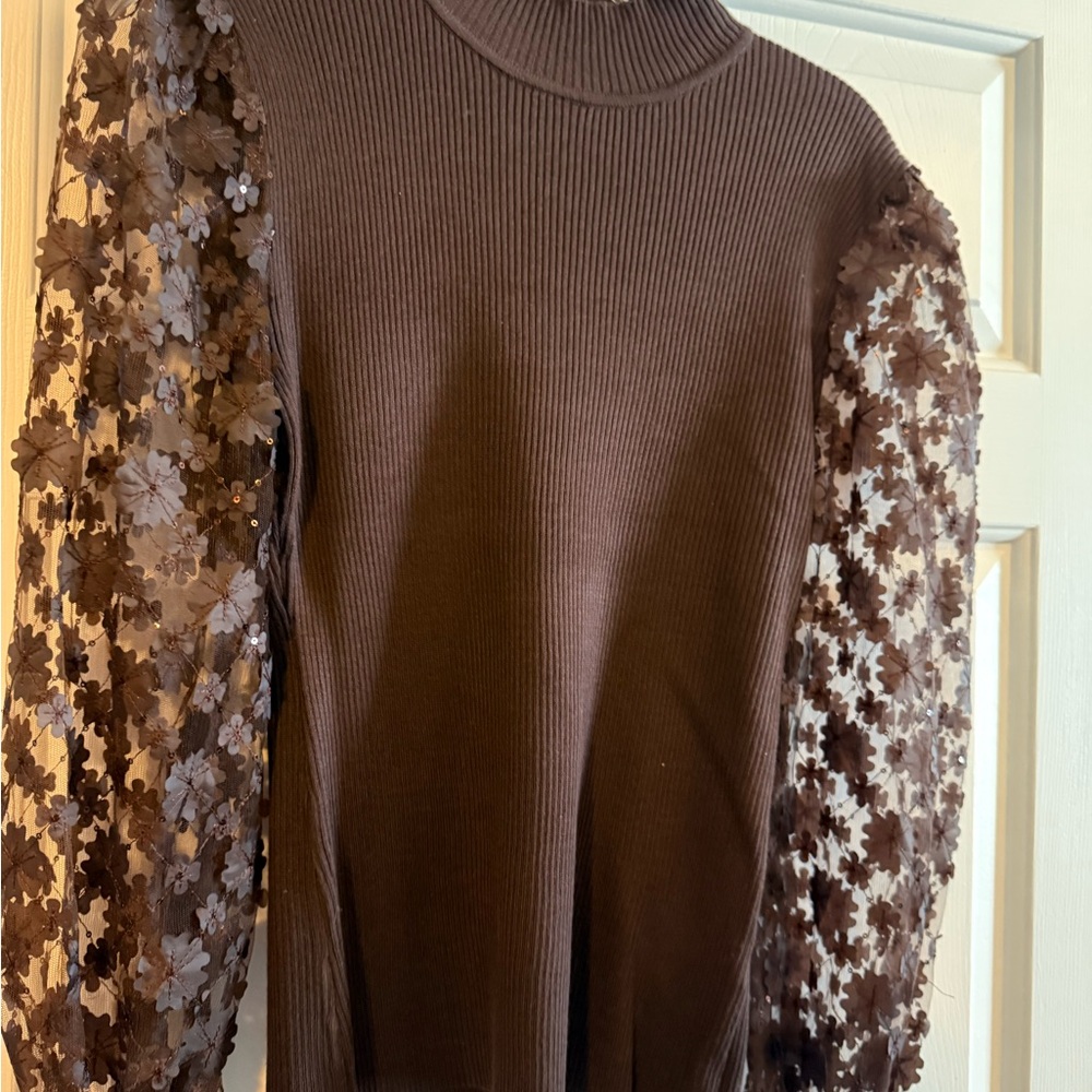 Cato Chocolate Brown Ribbed Sweater